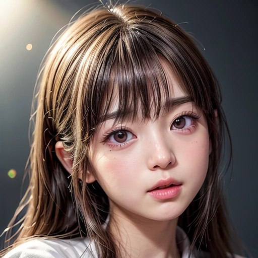 NSFW, 8k, High-level, absurd, masterpiece, best quality, primitive, very detailed CG, very detailed wallpaper, perfect lighting, Extremely detailed (((The personifying " Mine Fujiko " as a Little Girl))), MysticSight, Tyndall effect, Tyndall scattering, Studio gray background with (many Dazzling RainbowColor particles BokeH:1.28), (RoundlyButts, ThighGap), (Exposed:0.4), (Assfocus with looking ahead), BREAK (NOGIZAKA face variations) Extremely Detailed very KAWAII face variations, perfect anatomy, Childish, captivating gaze, elaborate detailed Eyes with (sparkling highlights:1.28), long eyelashes、Glossy RED Lips with beautiful details, Coquettish tongue, Rosy cheeks, Radiant PearlSkin with clear transparency . { (Dynamic LifeLike expressions:1.4) | :d) }, (large eyes:-1) .
