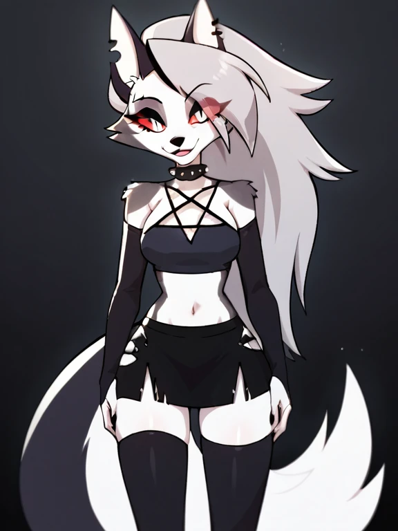 score_9, score_8_up, BREAK, source_anime, (1girl, solo), uncensored, perfect body, slim, thigh highs, fingerless gloves,
anthro, furry, pose, sexy,
Loona \(Helluva Boss\), nsfw,(((seductive, Leather Skirt, Leather Sports Bra, Bare Shoulder, Bridal Gauntlets, Sleeves))),