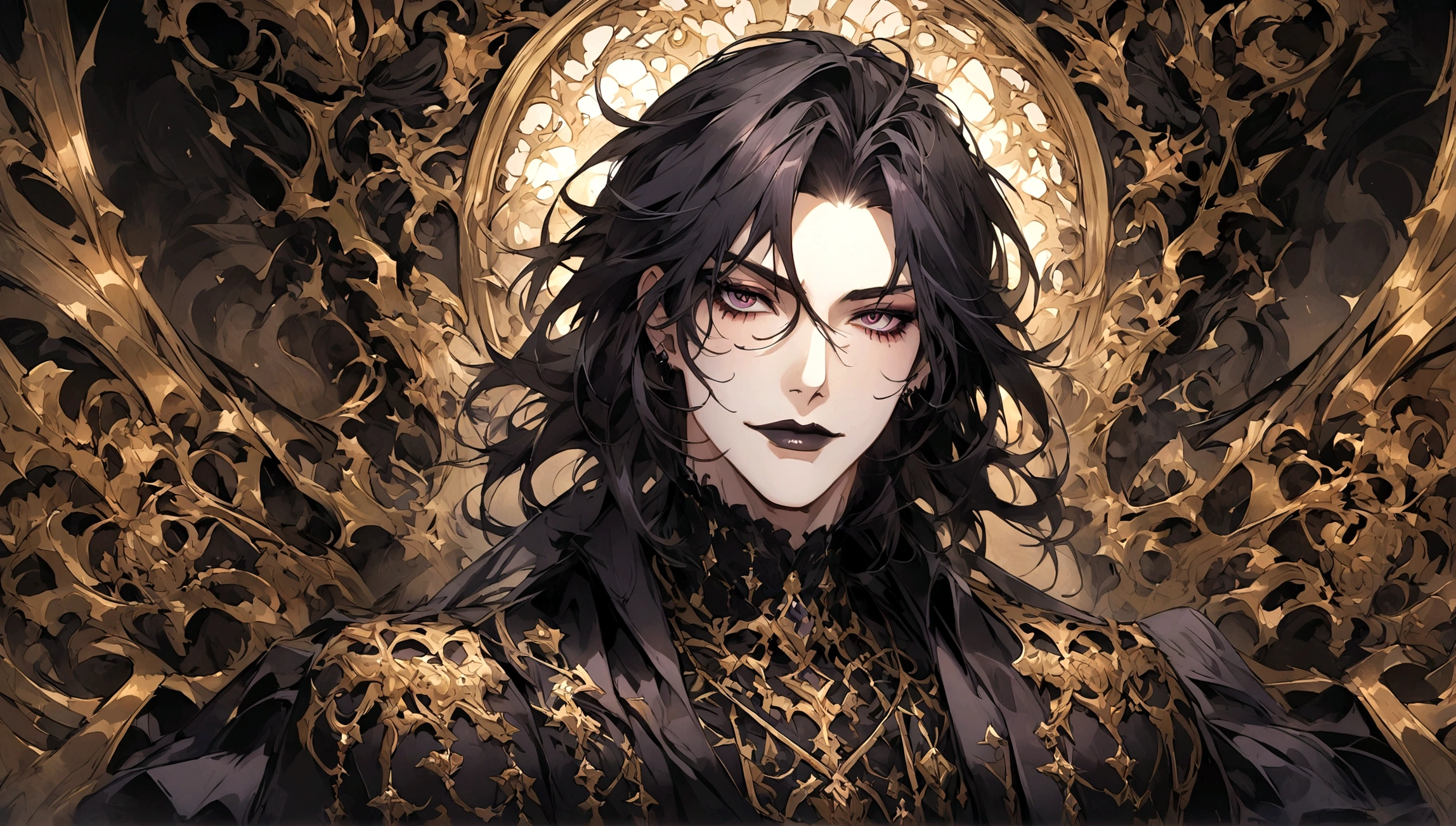 Generate a handsome goth businessman in a portrait