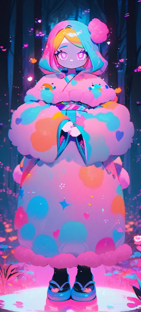 , change, Fluffy outfit ,
1 Girl, kimono, Glowing eyes, Colorful glowing hair , Full Body Love, hijab,
Kawaiitech, Soft colors, Kawaii, Lovely colors,forest