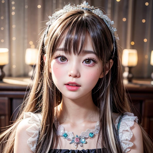 NSFW, 8k, High-level, absurd, masterpiece, best quality, primitive, very detailed CG, very detailed wallpaper, perfect lighting, Extremely detailed (((The personifying " Frost Lantern " as a Little Girl))), MysticSight, Tyndall effect, Tyndall scattering, Studio gray background with (many Dazzling RainbowColor particles BokeH:1.28), (RoundlyButts, ThighGap), (Exposed:0.4), (Assfocus with looking ahead), BREAK (NOGIZAKA face variations) Extremely Detailed very KAWAII face variations, perfect anatomy, Childish, captivating gaze, elaborate detailed Eyes with (sparkling highlights:1.28), long eyelashes、Glossy RED Lips with beautiful details, Coquettish tongue, Rosy cheeks, Radiant PearlSkin with clear transparency . { (Dynamic LifeLike expressions:1.4) | :d) }, (large eyes:-1) .
