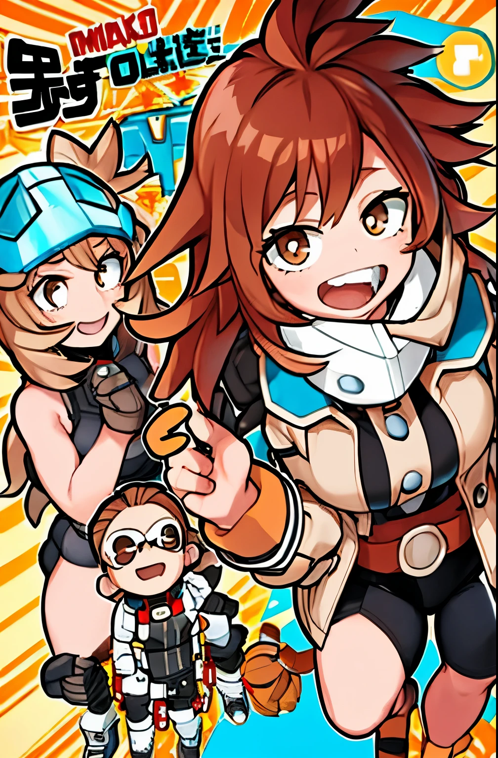 Make a Boku no Hero Academia oc of a girl with fair skin, brown and wavy hair who can control the elements, friendly and very stylish 1 , boku no hero academia, cabelo ondulado, cabelo castanho com mechas roxas, pele clara, cabelo longo