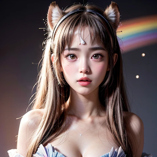 NSFW, 8k, High-level, absurd, masterpiece, best quality, primitive, very detailed CG, very detailed wallpaper, perfect lighting, Extremely detailed (((The personifying " San princess mononoke " as a Little Girl))), MysticSight, Tyndall effect, Tyndall scattering, Studio gray background with (many Dazzling RainbowColor particles BokeH:1.28), (RoundlyButts, ThighGap), (Exposed:0.4), (Assfocus with looking ahead), BREAK (NOGIZAKA face variations) Extremely Detailed very KAWAII face variations, perfect anatomy, Childish, captivating gaze, elaborate detailed Eyes with (sparkling highlights:1.28), long eyelashes、Glossy RED Lips with beautiful details, Coquettish tongue, Rosy cheeks, Radiant PearlSkin with clear transparency . { (Dynamic LifeLike expressions:1.4) | :d) }, (large eyes:-1) .