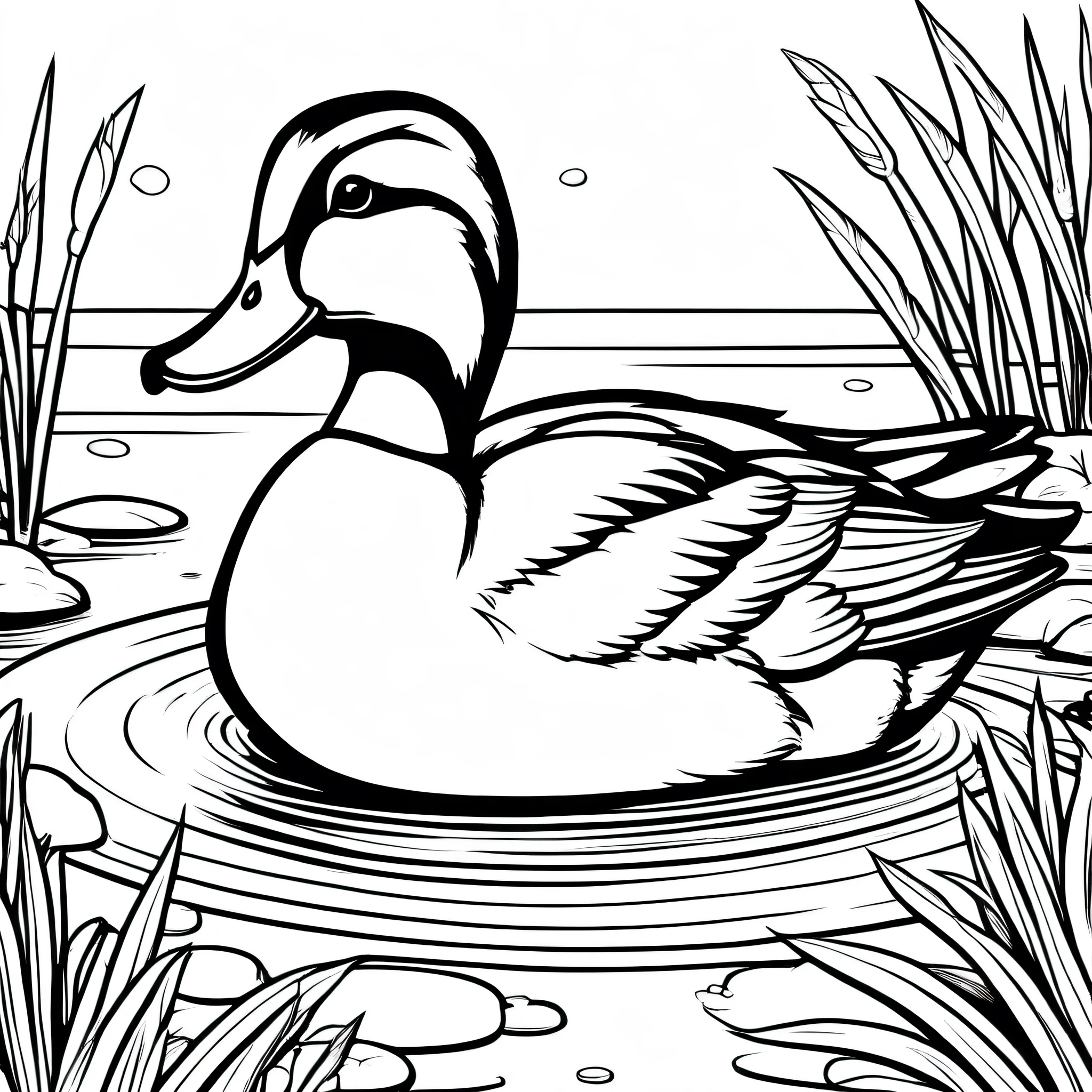 A cute Mallard Duck, cartoon,
,Coloring Book, ColoringBookAF,