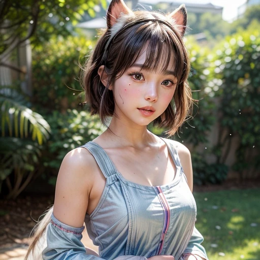 NSFW, 8k, High-level, absurd, masterpiece, best quality, primitive, very detailed CG, very detailed wallpaper, perfect lighting, Extremely detailed (((The personifying " San in princess mononoke " as a Little Girl))), MysticSight, Tyndall effect, Tyndall scattering, Studio gray background with (many Dazzling RainbowColor particles BokeH:1.28), (RoundlyButts, ThighGap), (Exposed:0.4), (Assfocus with looking ahead), BREAK (NOGIZAKA face variations) Extremely Detailed very KAWAII face variations, perfect anatomy, Childish, captivating gaze, elaborate detailed Eyes with (sparkling highlights:1.28), long eyelashes、Glossy RED Lips with beautiful details, Coquettish tongue, Rosy cheeks, Radiant PearlSkin with clear transparency . { (Dynamic LifeLike expressions:1.4) | :d) }, (large eyes:-1) .