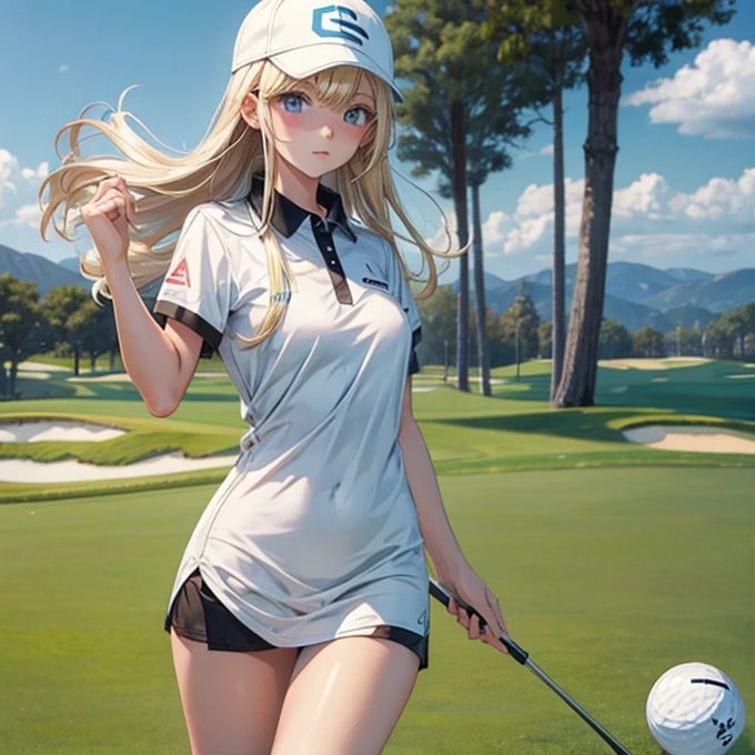 Girl playing golf　Blonde