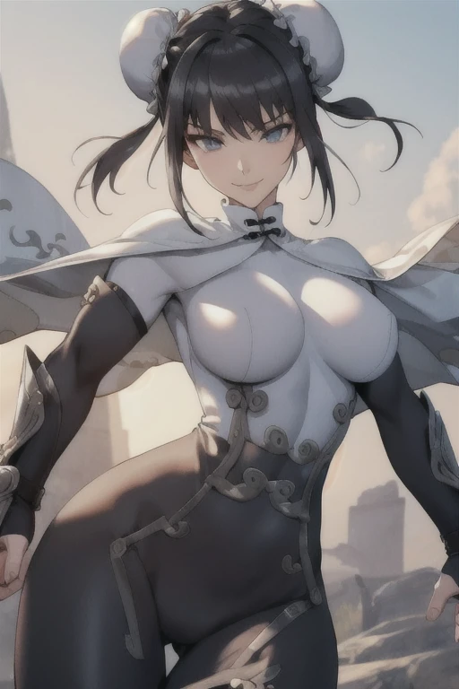 masterpiece,best quality, unreal engine, ultra res, extremely detailed,
1girl , large breasts, waist , (muscular:1.2) ,slender, waist shot,
QIN LIANGYU,DOUBLE BUN, BUN COVER, SIDELOCKS
LIANGYUBASE, BODYSUIT, CHINESE CLOTHES, FINGERLESS GLOVES, ARM GUARDS, WHITE CAPE, CLOUD PRINT, THIGHHIGHS
hews style CSR STYLE
round breasts, medium breasts,
standing , sexy pose, evil smile, waist shot, watching at viewer, hands to waist