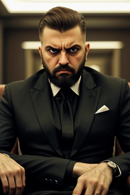 mafia turk bearded man angry elegant nasty look 