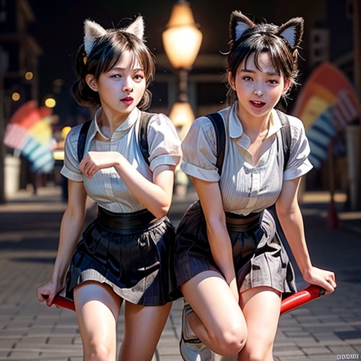 NSFW, 8k, High-level, absurd, masterpiece, best quality, primitive, very detailed CG, very detailed wallpaper, perfect lighting, Extremely detailed (((The personifying " Kiki's Delivery Service " as a Little Girl))), MysticSight, Tyndall effect, Tyndall scattering, Studio gray background with (many Dazzling RainbowColor particles BokeH:1.28), (RoundlyButts, ThighGap), (Exposed:0.4), (Assfocus with looking ahead), BREAK (NOGIZAKA face variations) Extremely Detailed very KAWAII face variations, perfect anatomy, Childish, captivating gaze, elaborate detailed Eyes with (sparkling highlights:1.28), long eyelashes、Glossy RED Lips with beautiful details, Coquettish tongue, Rosy cheeks, Radiant PearlSkin with clear transparency . { (Dynamic LifeLike expressions:1.4) | :d) }, (large eyes:-1) .