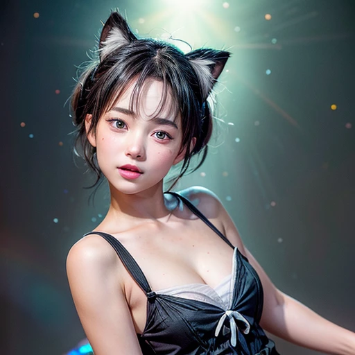 NSFW, 8k, High-level, absurd, masterpiece, best quality, primitive, very detailed CG, very detailed wallpaper, perfect lighting, Extremely detailed (((The personifying " Kiki's Delivery Service " as a ))), MysticSight, Tyndall effect, Tyndall scattering, Studio gray background with (many Dazzling RainbowColor particles BokeH:1.28), (RoundlyButts, ThighGap), (Exposed:0.4), (Assfocus with looking ahead), BREAK (NOGIZAKA face variations) Extremely Detailed very KAWAII face variations, perfect anatomy, Childish, captivating gaze, elaborate detailed Eyes with (sparkling highlights:1.28), long eyelashes、Glossy RED Lips with beautiful details, Coquettish tongue, Rosy cheeks, Radiant PearlSkin with clear transparency . { (Dynamic LifeLike expressions:1.4) | :d) }, (large eyes:-1) .