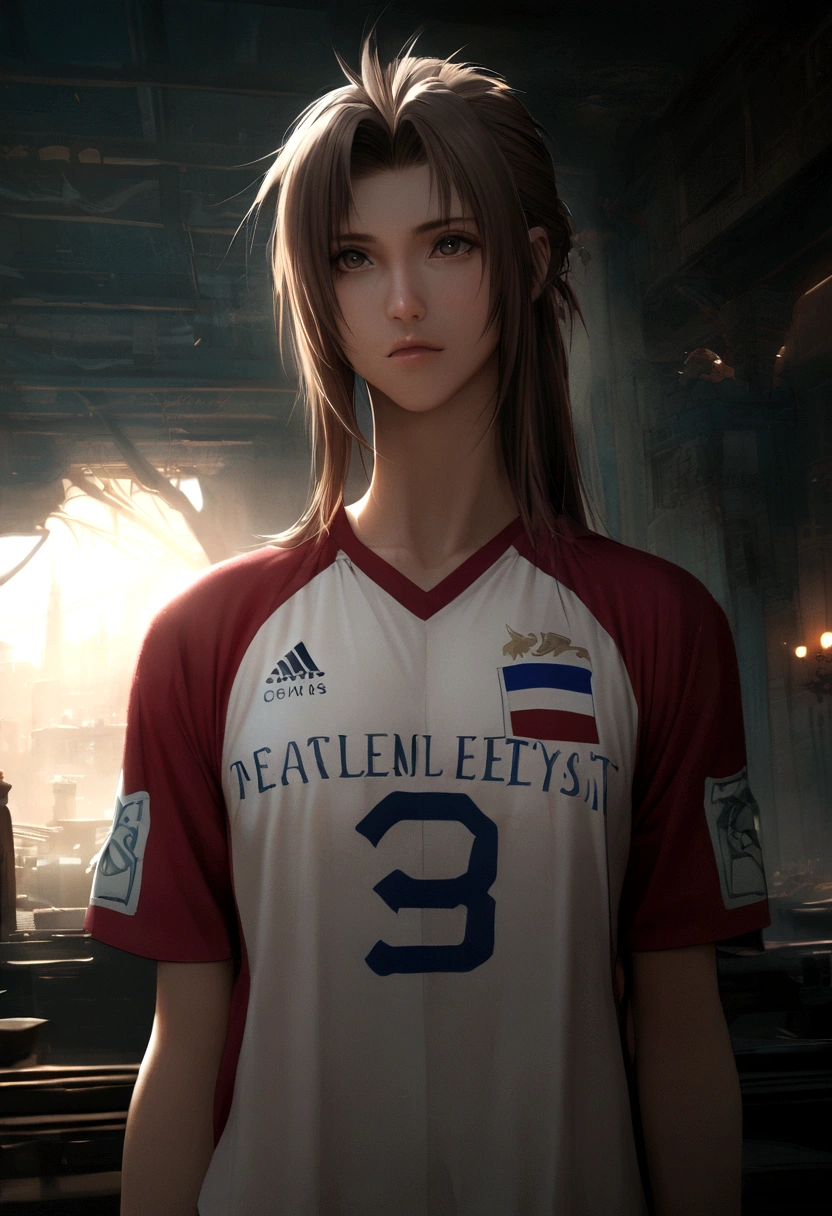 Aerith final fantasy 7 with French team jersey