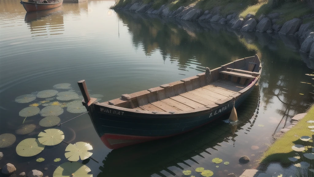 Cold autumn pond with clear water,
A tedious little fishing boat.
The waves rippled slightly,
Gold leaf before the wind will bring the whistle.
The clouds hovered in the blue sky,
The winding alley is empty.
Pillow restrest, Hugging needed for a long time,
Fish don't move at the foot of duckweed. -