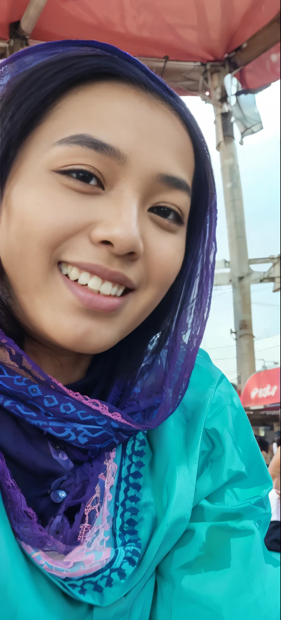 a malay teenage girl in hijab and dark red lace bra and high waist pants catwalk in front of crowded bustling kuala lumpur malaysia city streets, serious face, nighttime, 35mm lens, establishing shot, pastel color grading, depth of field cinematography effect, film noir genre, 8k resolution, high quality, ultra detail