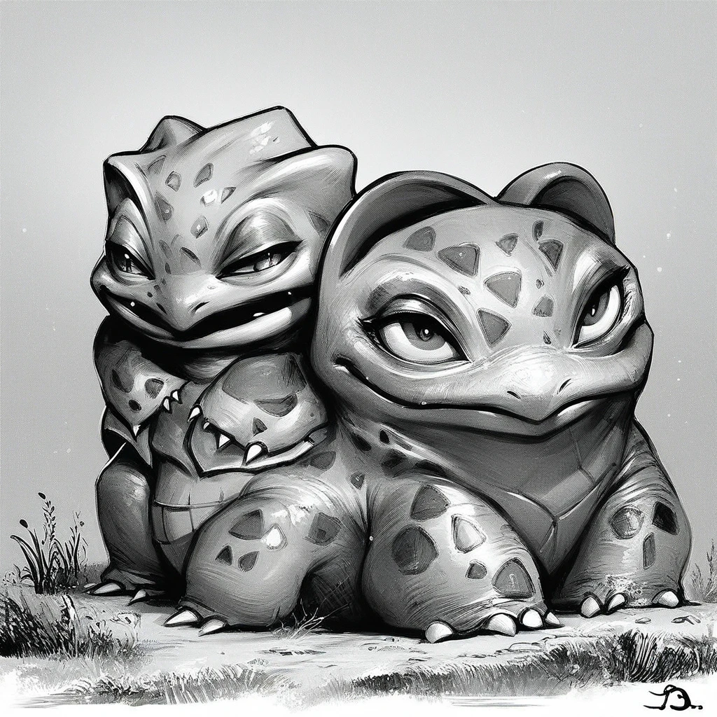 score_9, score_8_up, score_7_up, score_6_up, score_5_up, score_4_up, rating_safe,art by llbreton,monochrome,greyscale,((Bulbasaur:)1.3),pokemon,pokemon \(creature\), ,