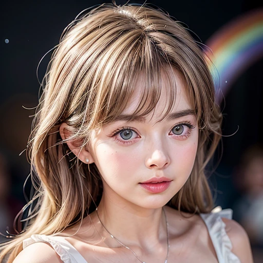 NSFW, 8k, High-level, absurd, masterpiece, best quality, primitive, very detailed CG, very detailed wallpaper, perfect lighting, Extremely detailed (((The personifying " Ingrid Bergman " as a Girl))), MysticSight, Tyndall effect, Tyndall scattering, Studio gray background with (many Dazzling RainbowColor particles BokeH:1.28), (RoundlyButts, ThighGap), (Exposed:0.4), (Assfocus with looking ahead), BREAK (NOGIZAKA face variations) Extremely Detailed very KAWAII face variations, perfect anatomy, Childish, captivating gaze, elaborate detailed Eyes with (sparkling highlights:1.28), long eyelashes、Glossy RED Lips with beautiful details, Coquettish tongue, Rosy cheeks, Radiant PearlSkin with clear transparency . { (Dynamic LifeLike expressions:1.4) | :d) }, (large eyes:-1) .