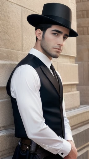 a Haredi male heartthrob with short hair and focusing on the character's face.