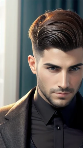 a heartthrob Haredim man with stylish short hair. Focus on the character's face.
