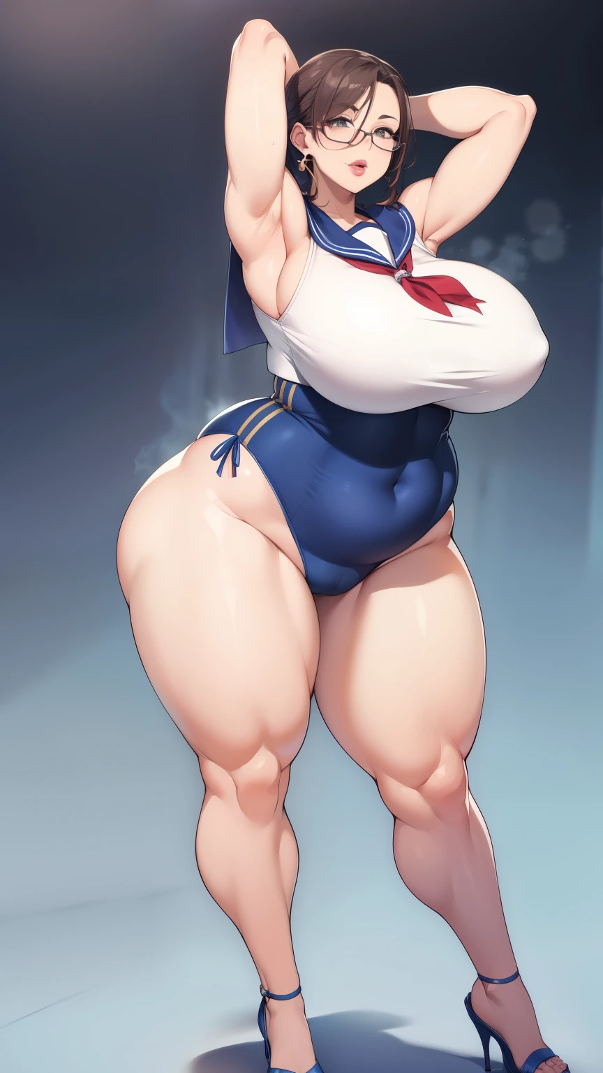 Big Breasts, Big Hips,Full Body Shot, Mature mother, Whipping the lower body, Plump thighs, ox, Seductive mature woman, Perfect body, Plus Size Model, Very thick pubic hair, very dense armpit hair, Sailor suit, Wearing a miniskirt,