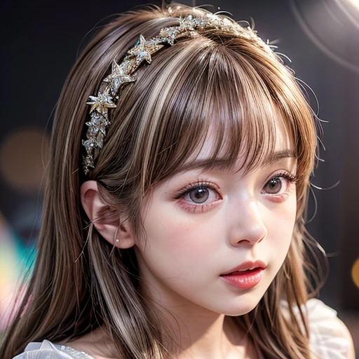 NSFW, 8k, High-level, absurd, masterpiece, best quality, primitive, very detailed CG, very detailed wallpaper, perfect lighting, Extremely detailed (((The personifying " Sylvia Kristel " as a Little Girl))), MysticSight, Tyndall effect, Tyndall scattering, Studio gray background with (many Dazzling RainbowColor particles BokeH:1.28), (RoundlyButts, ThighGap), (Exposed:0.4), (Assfocus with looking ahead), BREAK (NOGIZAKA face variations) Extremely Detailed very KAWAII face variations, perfect anatomy, Childish, captivating gaze, elaborate detailed Eyes with (sparkling highlights:1.28), long eyelashes、Glossy RED Lips with beautiful details, Coquettish tongue, Rosy cheeks, Radiant PearlSkin with clear transparency . { (Dynamic LifeLike expressions:1.4) | :d) }, (large eyes:-1) .