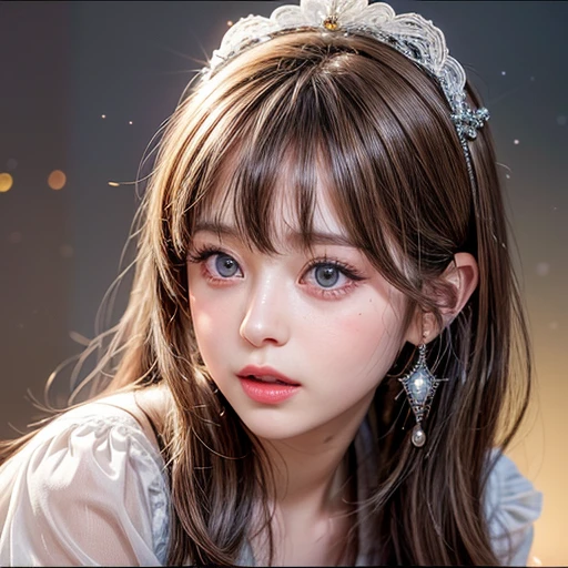 NSFW, 8k, High-level, absurd, masterpiece, best quality, primitive, very detailed CG, very detailed wallpaper, perfect lighting, Extremely detailed (((The personifying " Sylvia Kristel " as a Little Girl))), MysticSight, Tyndall effect, Tyndall scattering, Studio gray background with (many Dazzling RainbowColor particles BokeH:1.28), (RoundlyButts, ThighGap), (Exposed:0.4), (Assfocus with looking ahead), BREAK (NOGIZAKA face variations) Extremely Detailed very KAWAII face variations, perfect ???????, Childish, captivating gaze, elaborate detailed Eyes with (sparkling highlights:1.28), long eyelashes、Glossy RED Lips with beautiful details, Coquettish tongue, Rosy cheeks, Radiant PearlSkin with clear transparency . { (Dynamic LifeLike expressions:1.4) | :d) }, (large eyes:-1) .