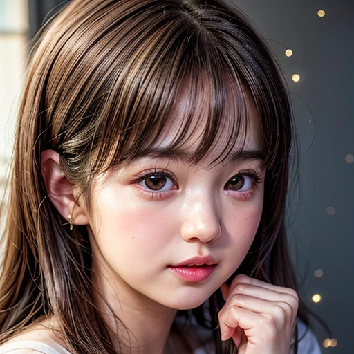 NSFW, 8k, High-level, absurd, masterpiece, best quality, primitive, very detailed CG, very detailed wallpaper, perfect lighting, Extremely detailed (((The personifying " Phoebe Cates " as a Little Girl))), MysticSight, Tyndall effect, Tyndall scattering, Studio gray background with (many Dazzling RainbowColor particles BokeH:1.28), (RoundlyButts, ThighGap), (Exposed:0.4), (Assfocus with looking ahead), BREAK (NOGIZAKA face variations) Extremely Detailed very KAWAII face variations, perfect anatomy, Childish, captivating gaze, elaborate detailed Eyes with (sparkling highlights:1.28), long eyelashes、Glossy RED Lips with beautiful details, Coquettish tongue, Rosy cheeks, Radiant PearlSkin with clear transparency . { (Dynamic LifeLike expressions:1.4) | :d) }, (large eyes:-1) .