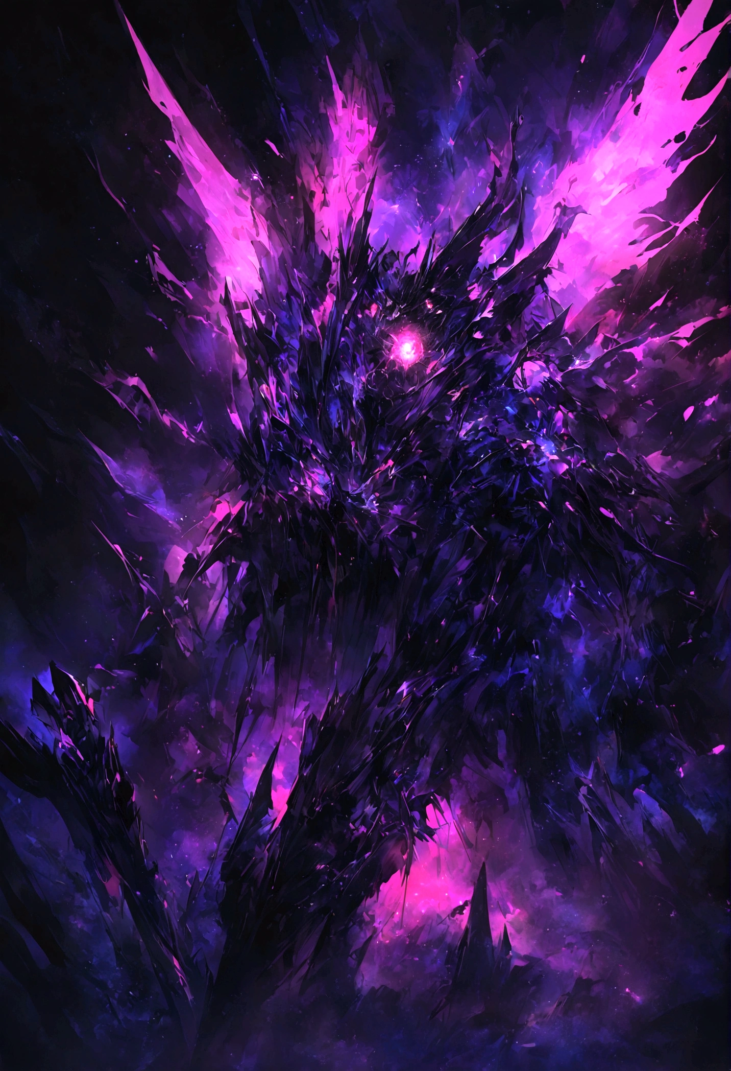 Space Fallen Angel, Bright and clear eyes, biology, Strange, scary, nightmare, Very bright colors, Light Particles, There is bright light, Mshiv, Wallpaper Art, Ultra HD Wallpaper,night,black background