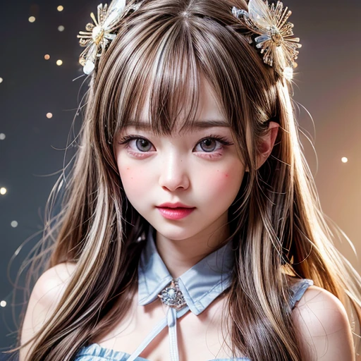 NSFW, 8k, High-level, absurd, masterpiece, best quality, primitive, very detailed CG, very detailed wallpaper, perfect lighting, Extremely detailed (((The personifying " Licca-chan " as a Little Girl))), MysticSight, Tyndall effect, Tyndall scattering, Studio gray background with (many Dazzling RainbowColor particles BokeH:1.28), (RoundlyButts, ThighGap), (Exposed:0.4), (Assfocus with looking ahead), BREAK (NOGIZAKA face variations) Extremely Detailed very KAWAII face variations, perfect anatomy, Childish, captivating gaze, elaborate detailed Eyes with (sparkling highlights:1.28), long eyelashes、Glossy RED Lips with beautiful details, Coquettish tongue, Rosy cheeks, Radiant PearlSkin with clear transparency . { (Dynamic LifeLike expressions:1.4) | :d) }, (large eyes:-1) .