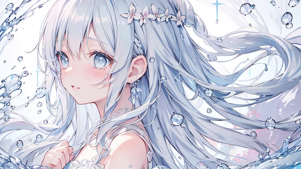  masterpiece, best quality, extremely detailed, (illustration, official art:1.1), 1 girl ,(((( light blue long hair)))), ,(((( light blue long hair)))),light blue hair, ,10 years old, long hair ((blush)) , cute face, big eyes, masterpiece, best quality,(((((a very delicate and beautiful girl))))),Amazing,beautiful detailed eyes,blunt bangs((((little delicate girl)))),tareme(true beautiful:1.2), sense of depth,dynamic angle,,,Candle, affectionate smile, (true beautiful:1.2),(flat chest)) 、 upper body,profile,glistening skin, BREAK 1 girl,,Sidelong glance,,petal,Close-up of face,(((Water droplets)))、Look at the viewer only with your eyes、Tears, patience, stained cheeks、White camisole、Clarity,no_humans、Touching lips, squinting eyes,