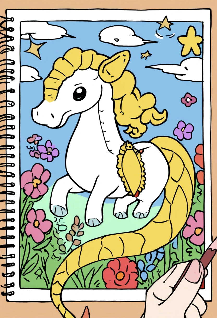 A cute Seahorse, cartoon, Coloring Book, ColoringBookAF,