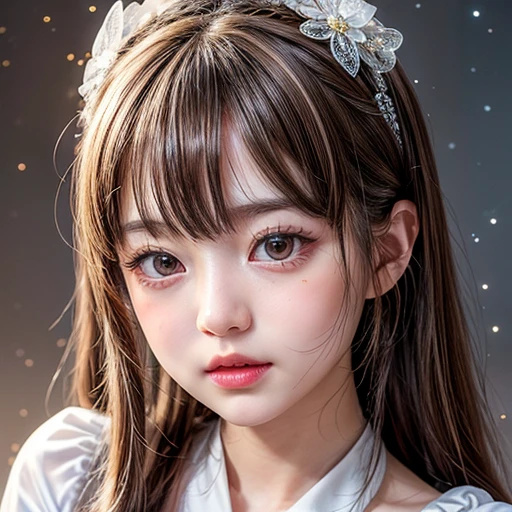 NSFW, 8k, High-level, absurd, masterpiece, best quality, primitive, very detailed CG, very detailed wallpaper, perfect lighting, Extremely detailed (((The personifying " LoveDoll " as a Little Girl))), MysticSight, Tyndall effect, Tyndall scattering, Studio gray background with (many Dazzling RainbowColor particles BokeH:1.28), (RoundlyButts, ThighGap), (Exposed:0.4), (Assfocus with looking ahead), BREAK (NOGIZAKA face variations) Extremely Detailed very KAWAII face variations, perfect ???????, Childish, captivating gaze, elaborate detailed Eyes with (sparkling highlights:1.28), long eyelashes、Glossy RED Lips with beautiful details, Coquettish tongue, Rosy cheeks, Radiant PearlSkin with clear transparency . { (Dynamic LifeLike expressions:1.4) | :d) }, (large eyes:-1) .
