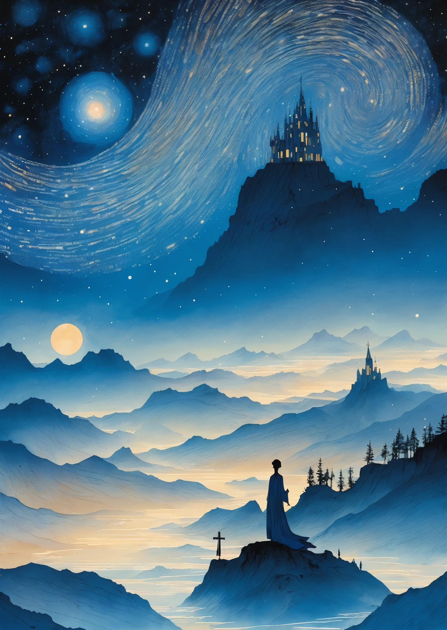 beautiful surreal night milky way dreamy, Folklore, magic, orientalism, Romanticism
(An illustration:Kay Nielsen、Ryan McGinley、Pipilotti Cross)