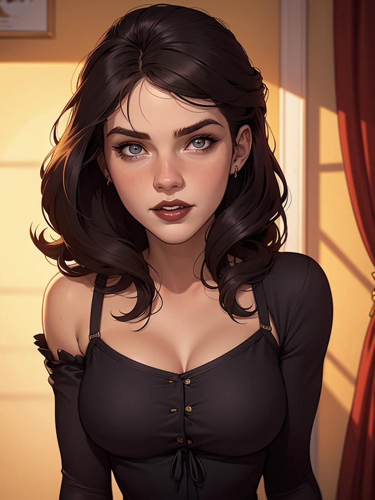 A closeup of a woman in a black top and a black bra, estilo de arte de charlie bowater, Estilo Charlie Bowater, retrato de vampiro, arte do personagem charlie bowater, Alena Aenami e Artgerm, Neoartcore e Charlie Bowater, Charlie Bowater cores ricas e profundas, lazy art style, Artgerm e Tom Bagshawum close de uma mulher com longos cabelos pretos e um colar, amoranto, Bela Delfina, mais conhecido como amoranto, Kailee Mandel, cabelo preto e olhos grandes, profile picture with headshot, jovem linda amoranto, pale and glowing skin, retrato de alta qualidade, com cabelos longos e olhos penetrantes, skin pale as ivory, Sydney Hanson mode white skin tone close-up portrait cartoon style GTA style digital illustration of a woman in a black dress and black hair, linda rainha vampira, linda rainha feminina vampira, gothic maiden, very beautiful gothic top model, beautiful vampira feminina, goth girl, goth girl, gothic maiden of the dark, Gothic style, gothic woman, gothic clothes, gothic outfit, moda vampiro, vampira feminina, wearing a gothic dress Close up of a woman with long hair and a sweater, cabelo castanho encaracolado, linda modelo, retrato de alta qualidade, medium portrait soft light, parece a jovem liv tyler, retrato colorido, linda mulher, cabelo loiro cacheado | d & d, beautiful portrait lighting, uma linda jovem, modelo muito lindo, Retrato de 50mm, medium to long brown curly hair, close-up of a person wearing tie and sweater;, Hermione Granger, inspirado em Hermione Hammond, hermione, Emma Watson as Hermione Granger, Ema!! watson!!, Emma Watson as harry potter, Emma Watson as driada, Emma Watson, portrait photo of Emma Watson, photo of Emma Watson, movie still of Emma Watson, with the face of Emma Watsona cartoon of a woman in a bikini and panties, CO Commission, commission for high resolution, realistic bikini, garota anime sedutora, nico robin, artgerm extremamente detalhado, fofosexyrobutts, Kate Bi
