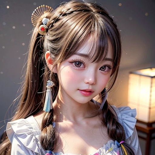 NSFW, 8k, High-level, absurd, masterpiece, best quality, primitive, very detailed CG, very detailed wallpaper, perfect lighting, Extremely detailed (((The personifying " Japanese doll " as a Girl))), MysticSight, Tyndall effect, Tyndall scattering, Studio gray background with (many Dazzling RainbowColor particles BokeH:1.28), (RoundlyButts, ThighGap), (Exposed:0.4), (Assfocus with looking ahead), BREAK (NOGIZAKA face variations) Extremely Detailed very KAWAII face variations, perfect anatomy, Childish, captivating gaze, elaborate detailed Eyes with (sparkling highlights:1.28), long eyelashes、Glossy RED Lips with beautiful details, Coquettish tongue, Rosy cheeks, Radiant PearlSkin with clear transparency . { (Dynamic LifeLike expressions:1.4) | :d) }, (large eyes:-1) .