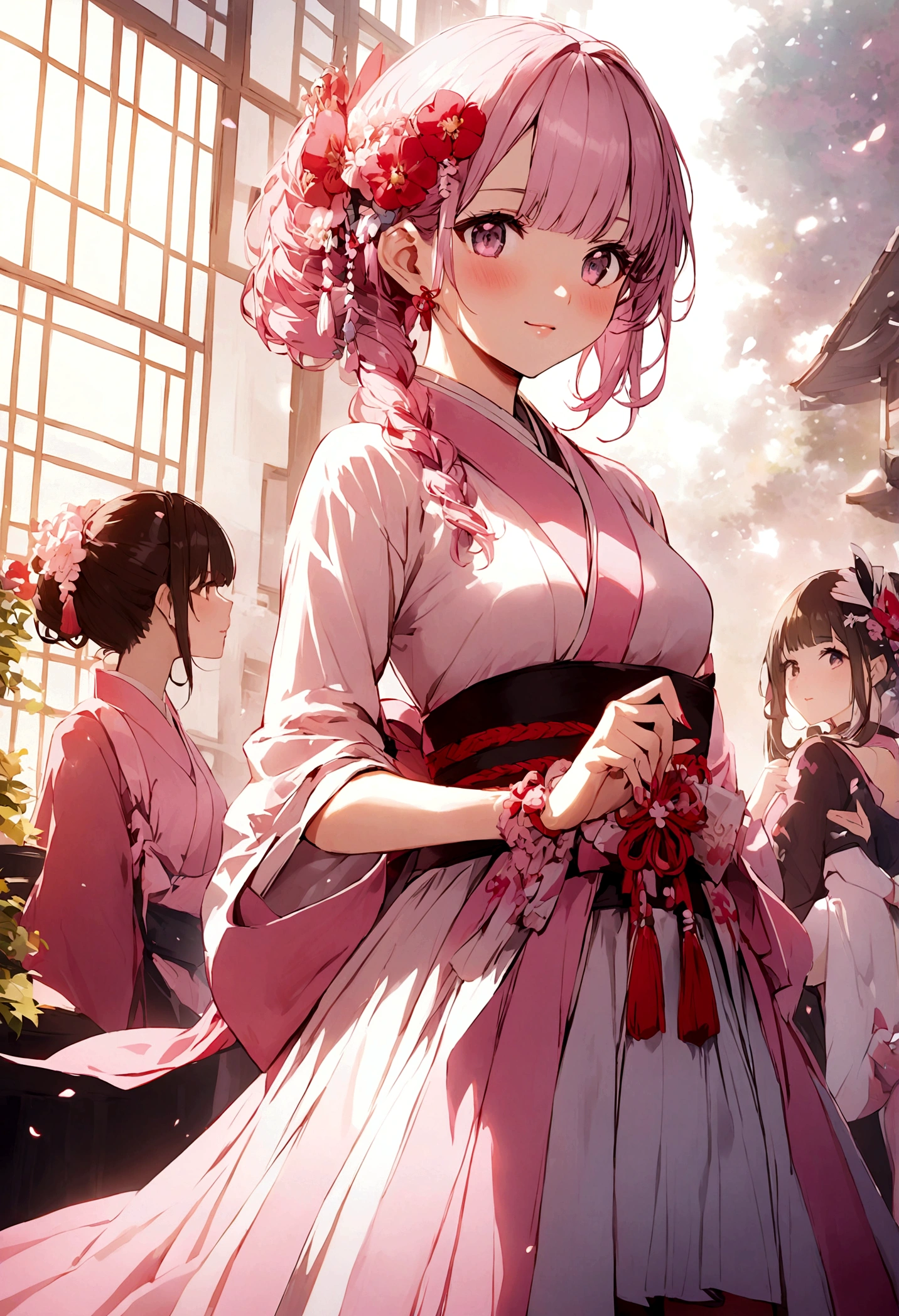 Pink party outfit、young woman、Japanese beauty、