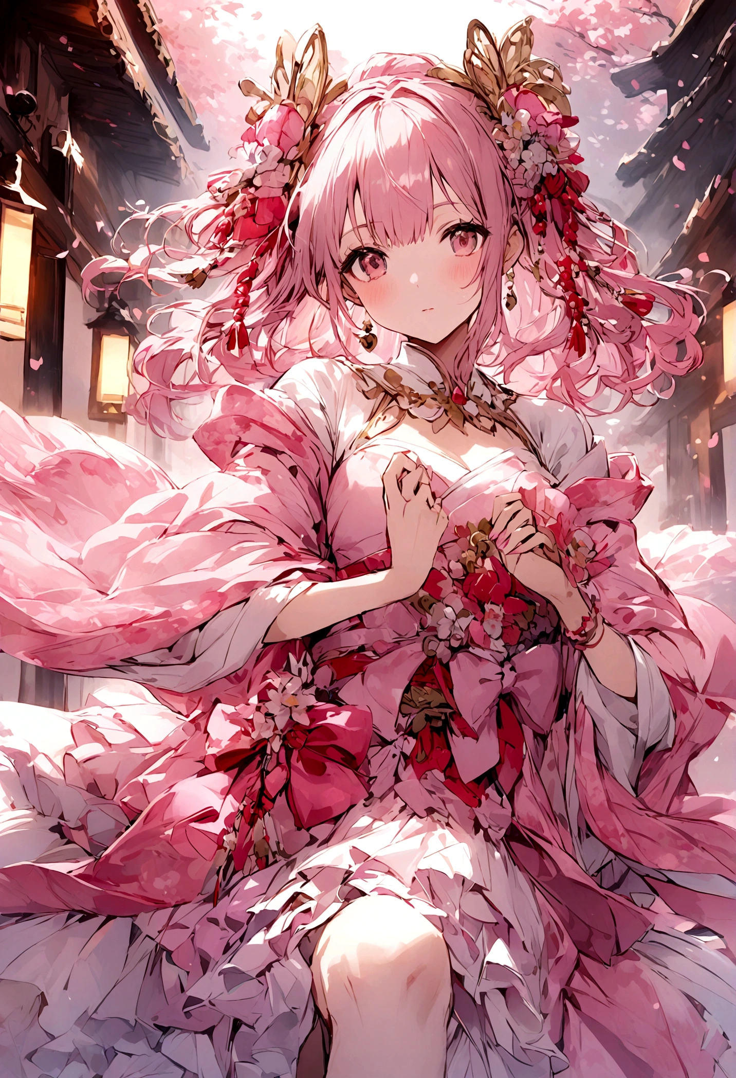 Pink party outfit、young woman、Japanese beauty、