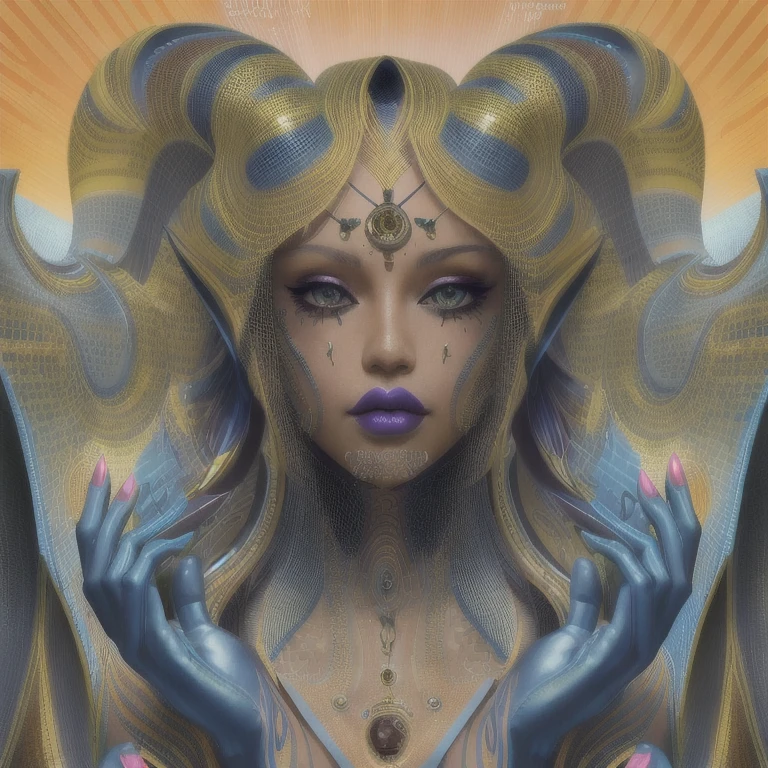 Feminine cyborg, magazine cover, poster art , hint of vibrant, bold sexy text