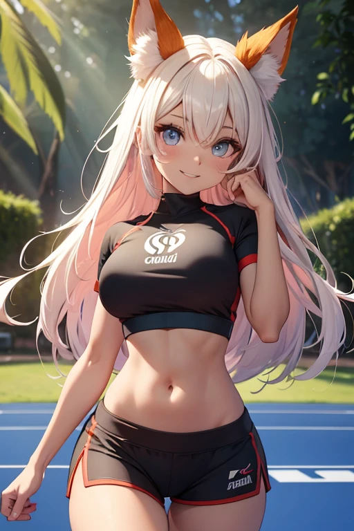 (por pixelsketcher:0.6), (por pessoais :0.6), Sozinho, antro peludo juno, female, fundo detalhado, (cinematic lighting:1.1), (foco perfeito:1.1), 8K HD, foto, (olhos detalhados:1.2),profundidade de campo, Bokeh, underground dispersal, seios perfeitos, wide angle(roupas esportivas, top esportivo, shorts esportivos), Cores brilhantes, (Detalhe peludo:1.3), profundidade de campo, Bokeh, (academia,Gym room,Espelho),pelo laranja,corpo laranja,corpo de pele,olhos castanhos,garota raposa antropo, pele detalhada, pele fofa,(cauda curta),(detailed pixar olhos roxos:1.2),sorriso, seductive sorriso,athletic body,muscular female