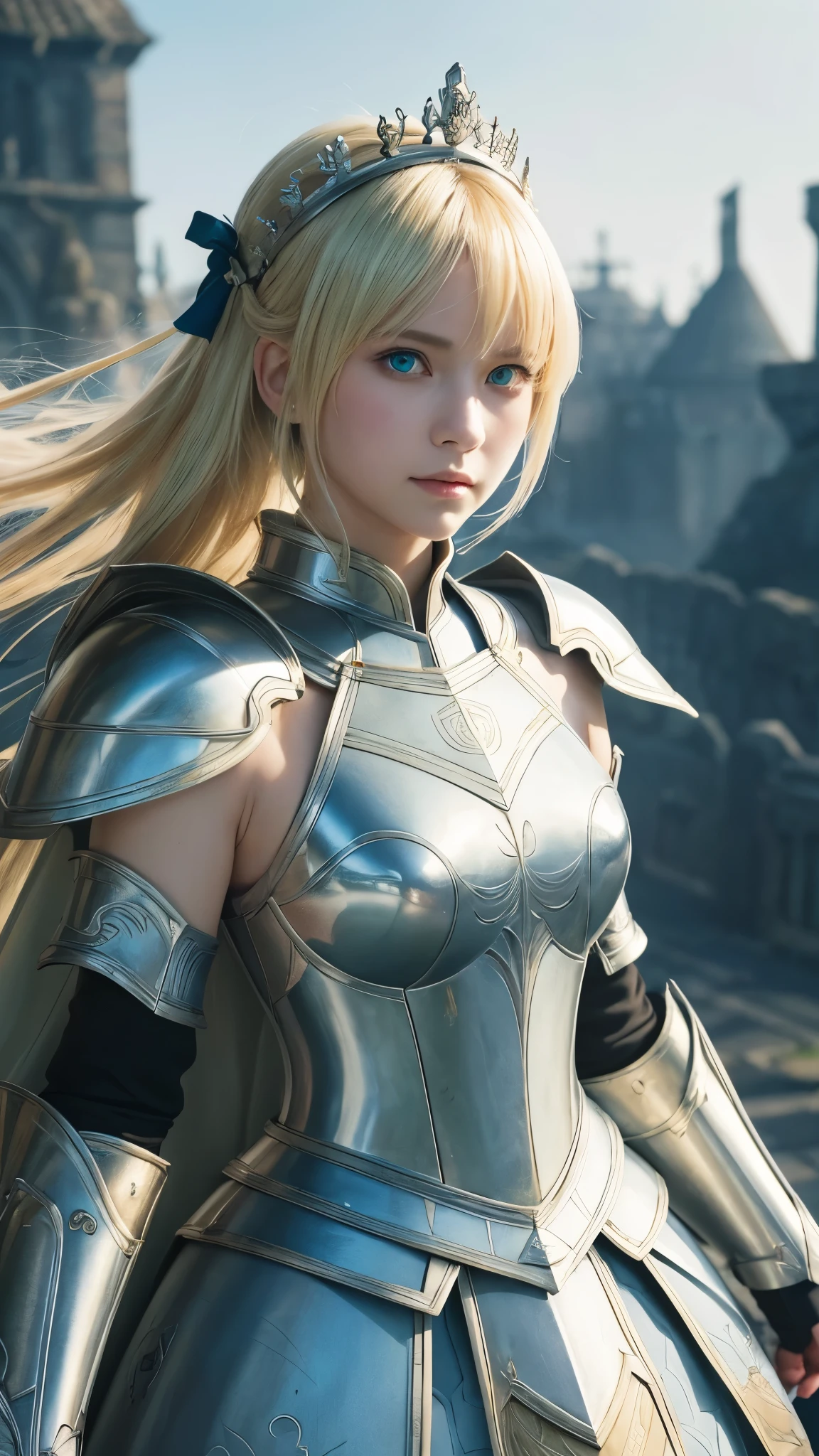 (masterpiece:1.2), (Absurd), (Detailed face),(Fine grain), (highest quality) (Traditional Media:1.2)  , (White background), Upper Body, (Expressionless),  Artoria_Pendragon_(destiny), Things to know, armor, Blonde Hair, Gauntlet, Green Eyes, Hair Ribbon, armored dress, Ahoge, Blue clothes,