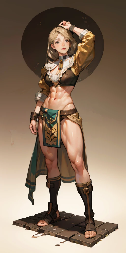 (high resolution, pixel perfect, realistic, gorgeous illustrations), (hyper quality, muste piece, etheric: 1.4), (((1girl))), ((((dark skin)))), full body, (((((((Buttlift, grabbing own ass))))))), (((((((stand,open legs))))))), tattoo, mature woman, cool atmosphere, black hair, ((((Exquisite face)))), (((((((muscular))))))), ((thick thighs)), (((wide hips))), ((Big breasts that are about to burst)), fighter, (((woman))), ((((wh_chi_armor)))), ((((loincloth)))), lewd woman, (shiny skin), (((sweat))), simple background,