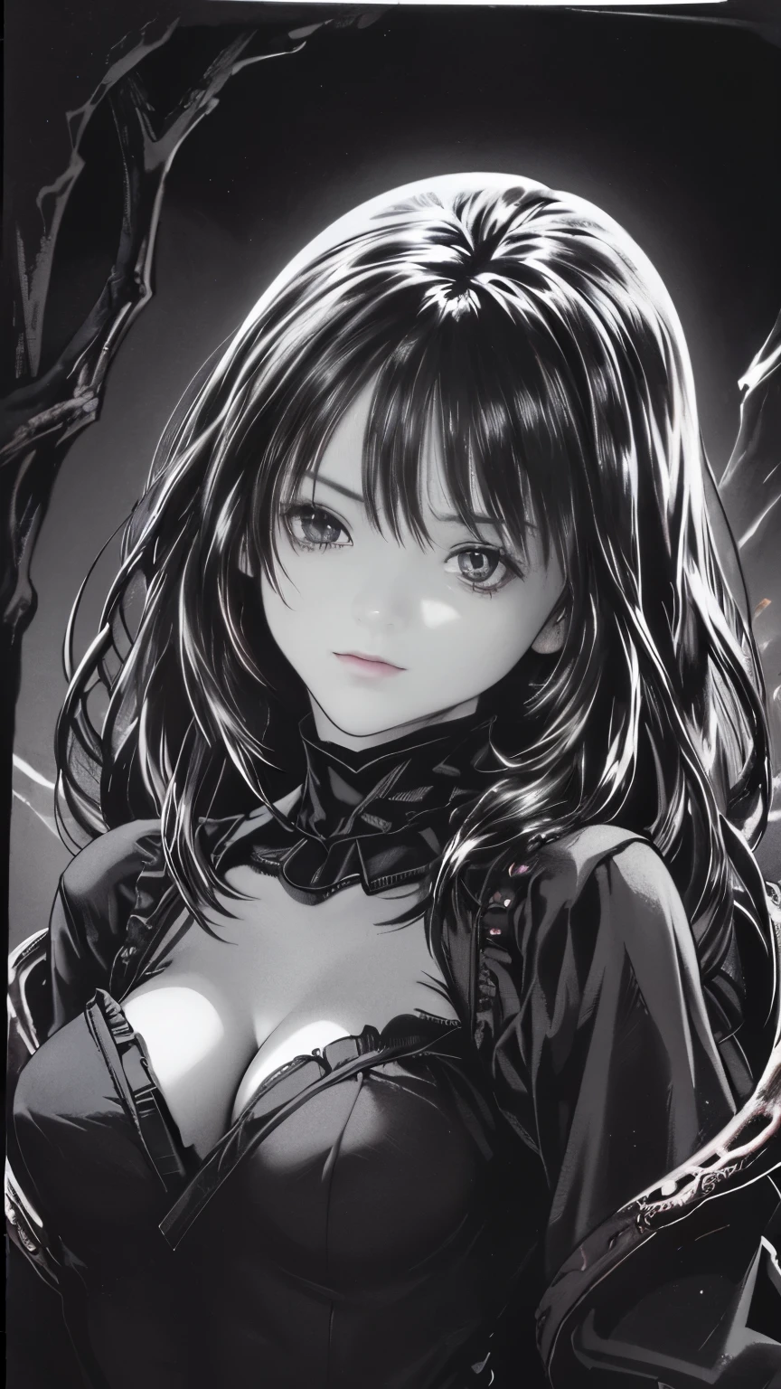 (highest quality,4K,8k,High resolution,masterpiece:1.2),Super detailed,(Realistic,photoRealistic,photo-Realistic:1.37), Close-up of a woman with dark hair and a black dress, Dark Eyes,((((Glasses))))、sinister smile,Evil Aura,Burning Flames,Soul Corruption,Dark Shadows,Ominous atmosphere,Strange symbols,Cursed Land,Eternal Darkness,An unforgettable presence,Intimidating person,Grotesque features,Horror Scene,Nightmare born kimono,Twisted reality,Scary atmosphere,Awesome work of art,Evil Unleashed,Supernatural horror,Creepy art,Nightmare fuel,Terrifyingly clear,Abstract fear,Terrifyingly beautiful,masterpiece,Fear incarnate,Shadow Chaos,existence,Darkness,in style of Dark Fantasy Art, Dark fantasy art, A beautiful and elegant dark queen, Dark Fantasy Art, fantasy dark art, Dark fantasy digital art, Gothic fantasy art, Gothic Dark Maiden, Detailed Texture,Spooky creatures,An ominous atmosphere,Mythical,cosmic Horror,darkness,Mysterious,Dark aesthetic,Fog Background,Eyes of another world,Ancient Gods, Powerful wizard, Stand in the mysterious forest. Flowing robes decorated with symbols, Arms stretched out, Powerful,Tentacles,Pitch black blackness,Majestic,Unfathomable depth,Nightmare,The existence of the universe,an ominous existence,seeping darknesss,Secrets of the Universe,It (Spooky atmosphere), (Cartoon-like atmosphere),(Grainy), (Dramatic Shadows), (Dynamic pose), ((Artistically expressed)), ((Fascinating), (Gothic), (Mysterious Setting), (Moody color palette), (Skillfully drawn), (Feelings of anxiety), (Intricate details), (an ominous smile), (an ominous), (Fascinating eyes), (Horror elements), (Fascinating composition), (Impressive ???????),(Striking contrast)), (Exquisite craftsmanship), (Interesting character designs)、Dark Fantasy Portrait, Portrait of the Dark Goddess,