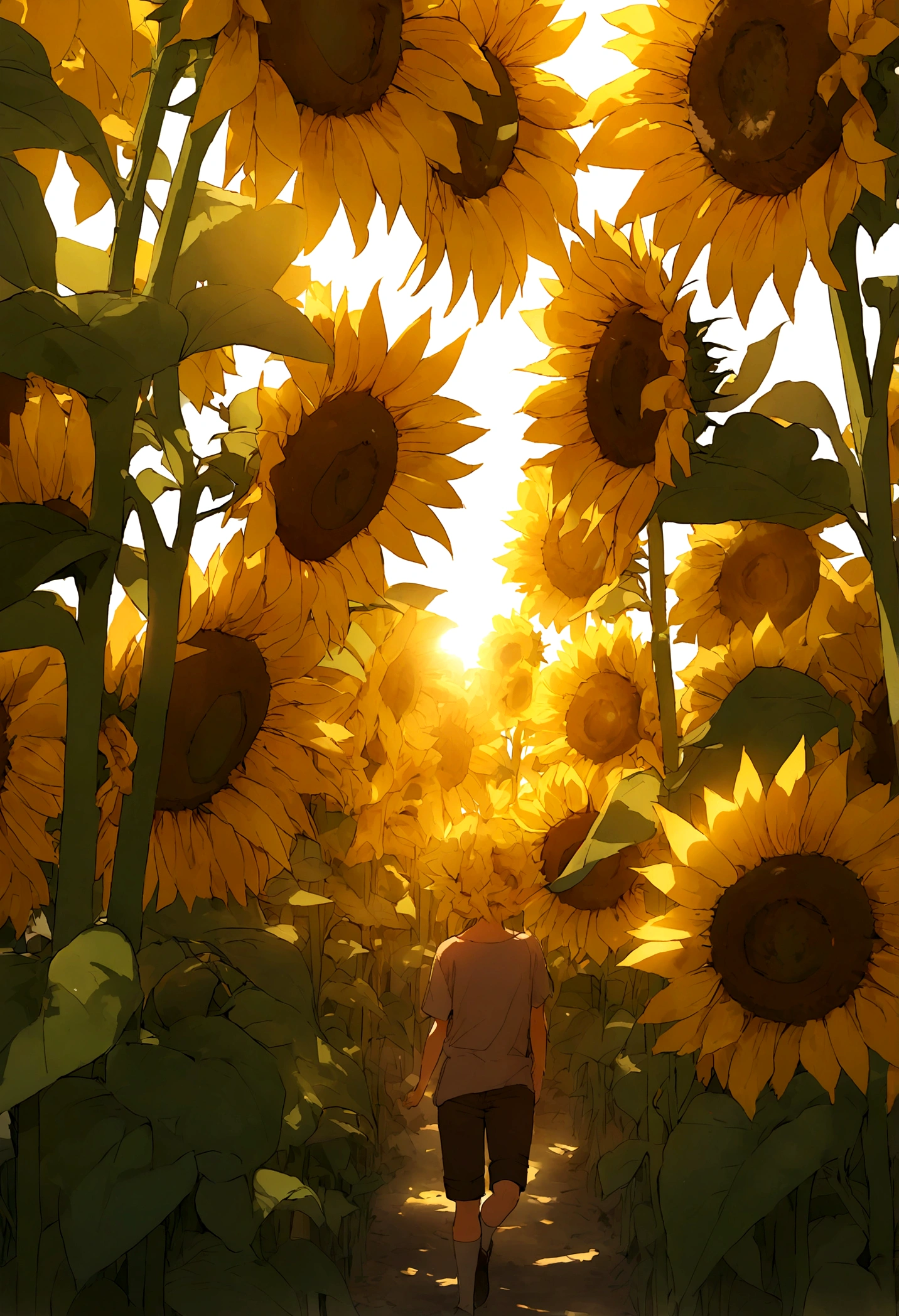 in a sunflower plantation