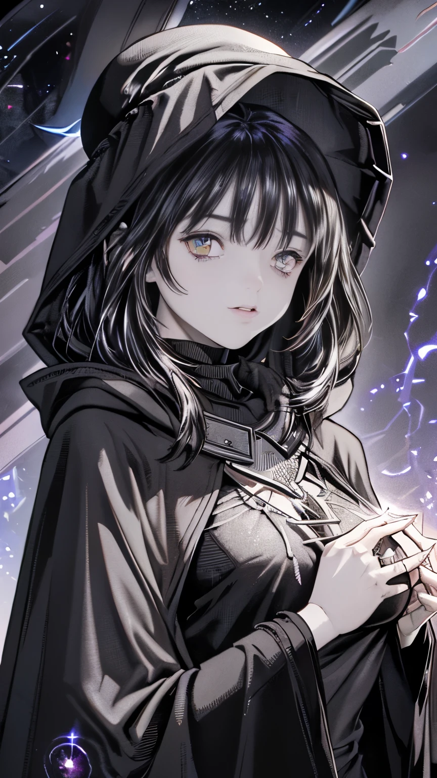 (Fatal Beauty,A charming villain,witch) ,(A supple and powerful physique),(Sensual charm),(Mysterious charm:1.1),(Captivating silhouette),(highest quality,High resolution:1.2),(dark,Threatening:1.1),((dark horror theme:1.5),(Thriller:1.5)),(Dark fantasy:1.5), (((Countless stars fly away:1.5),(Absurd:1.5),(wonderful:1.5))),Woman in a dress, ((((Glasses))))、((((big sapphire necklace))))、(Powerful numbers:1.1),(((Big Breasts))),(((Fiery crown:1.1))),prime color,Urban,Very detailed,masterpiece,Intricate details,Faded,Very detailed, Eye on the details,Intricate details,Dark and spooky atmosphere, spiritual being, Unforgettably beautiful, Ghostly figures, Shadow-like shape, Spooky whispers, Ominous Aura, Goth Maiden, Very darkHer eyes, Like dazzling fur in a starless haze,Her Mogul Snaps, Mysterious Cemetery,Black hair swaying in the moonlight, She summons darkness, (beautiful: 1.7), (Black Hat: 1.6), (An intricately decorated jet-black cloak: 1.6), (Delicately decorated cloak, Despite being damaged: 1.5), Hypermaximalist, Breathtaking oil paintings, Surreal, Ultra-realistic digital illustrations that mimic the style of oil paintings, Seamlessly blending the psychedelic visionary art of Alex Grey with the physical-mechanical aesthetic of H.R. Giger. Wonderful configuration, (Shining Eyes:1.6)、(Glowing Eyes:1.1),(hellish landscape:1.1),(fire,sulfur:1.1),(Threatening atmosphere:1.1),(dark shadows,Threatening presence:1.1),(Unlucky Clouds,Stormy Skies:1.1),(dark,Spooky atmosphere:1.1),(Aura of misfortune,Evil energy:1.1),(dark aura,cigarette:1.1),(Extreme heat,Burning Flames:1.1),(Nightmare Visions:1.1),(Predicting the end:1.1),(Whispers of misfortune,Devilish Laugh:1.1),(Cries of pain,echoing screams:1.1),(Bad luck symbol,Ancient runes:1.1),(Mysterious Relic,dark art ifacts:1.1),(Infernal Ritual,Ritual sacrifice:1.1),(Eternal Ruin,A hopeless existence:1.1), Inspired by abandoned mech backgrounds. Art created by Craig Mullins, Necrostyle., Detailed Description, Futurist
