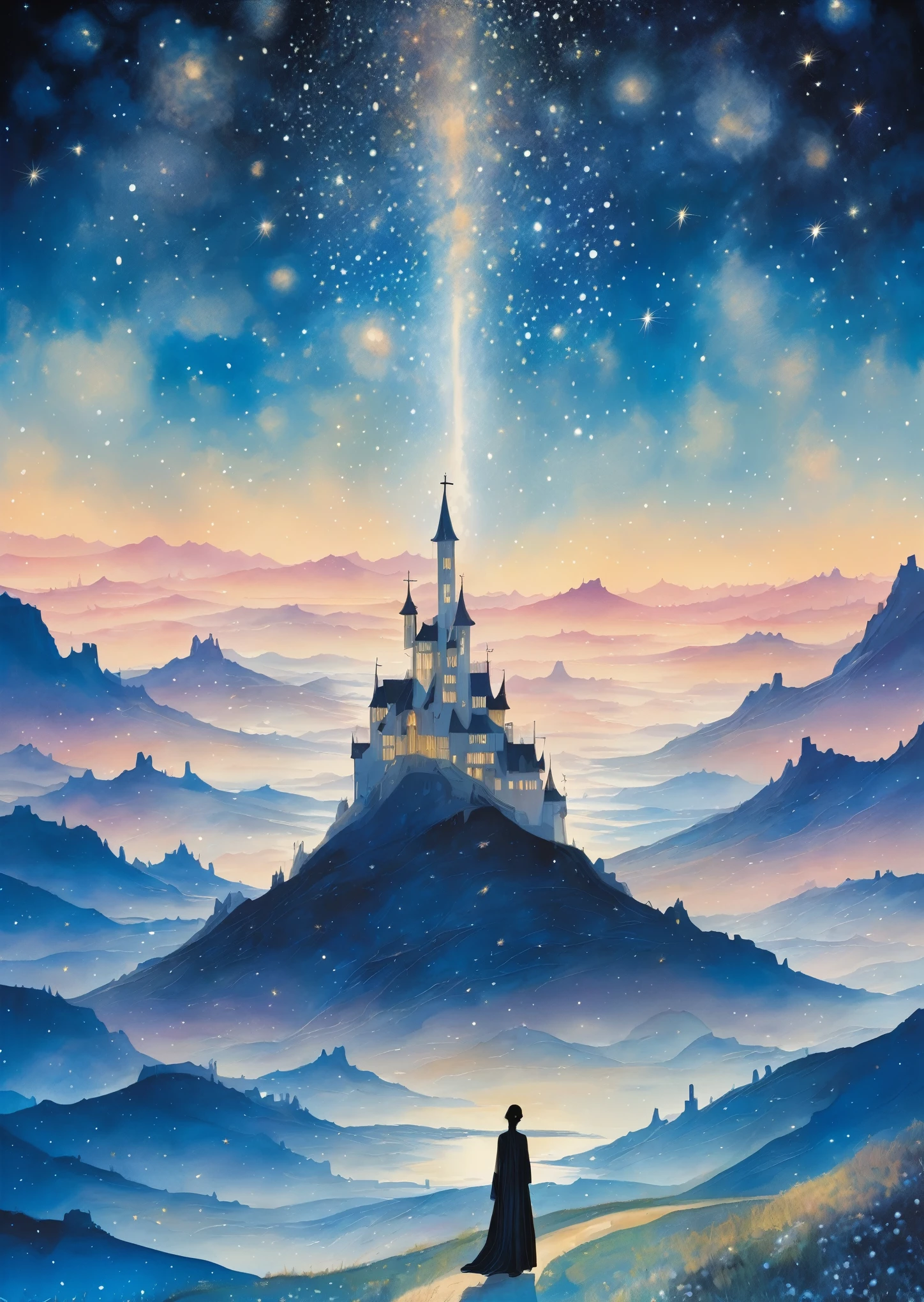 beautiful surreal night milky way dreamy, Folklore, magic, orientalism, Romanticism
(An illustration:Kay Nielsen、Ryan McGinley、Pipilotti Cross)