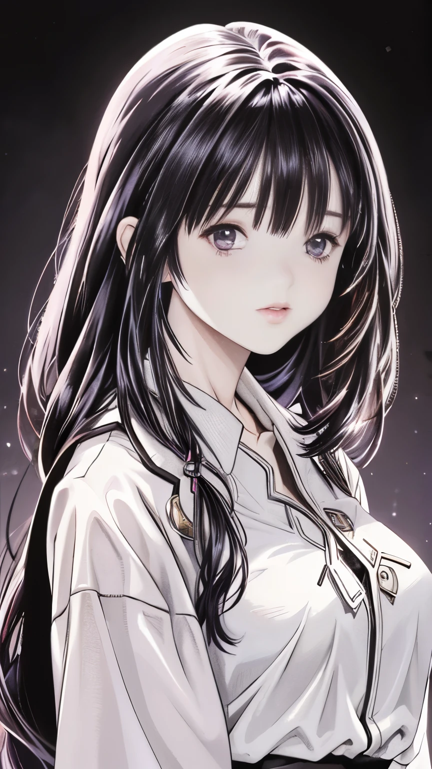 background(Black Night Sky,Big Moon),Woman close up,Wearing a white shirt、Purple Hair,Very long hair,very thick braids,Purple eyes,big , realistic girl rendering, 8k artistic german bokeh, Enchanting girl, Realistic girl, Gurwitz, Gurwitz-style artwork, Girl Roleplay, Realistic 3D style, cgstation Popular Topics,, 8K Portrait Rendering,(Faithfulness,Faithfulness:1.4),Wear pink pajamas,巨big ,Sparkling eyes,Purple eyes