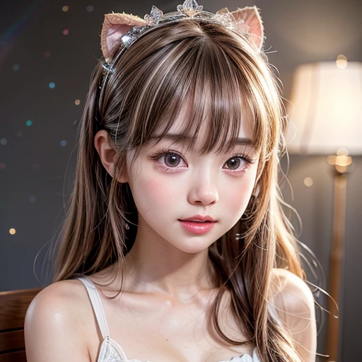 NSFW, 8k, High-level, absurd, masterpiece, best quality, primitive, very detailed CG, very detailed wallpaper, perfect lighting, Extremely detailed (((The personifying " Sally Brown " as a Little Girl))), MysticSight, Tyndall effect, Tyndall scattering, Studio gray background with (many Dazzling RainbowColor particles BokeH:1.28), (RoundlyButts, ThighGap), (Exposed:0.4), (Assfocus with looking ahead), BREAK (NOGIZAKA face variations) Extremely Detailed very KAWAII face variations, perfect anatomy, Childish, captivating gaze, elaborate detailed Eyes with (sparkling highlights:1.28), long eyelashes、Glossy RED Lips with beautiful details, Coquettish tongue, Rosy cheeks, Radiant PearlSkin with clear transparency . { (Dynamic LifeLike expressions:1.4) | :d) }, (large eyes:-1) .