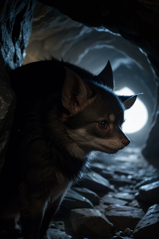 a little bat in a cave