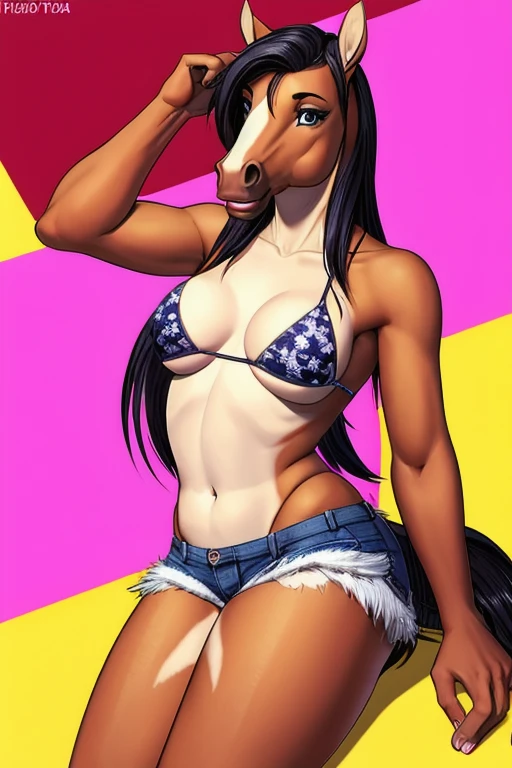 Horse wearing short shorts bikini sexy