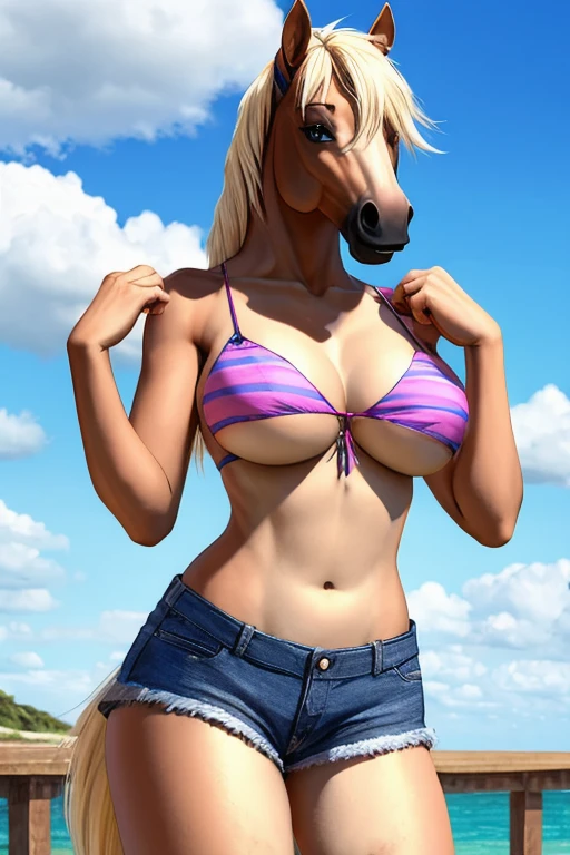 Horse wearing short shorts bikini sexy