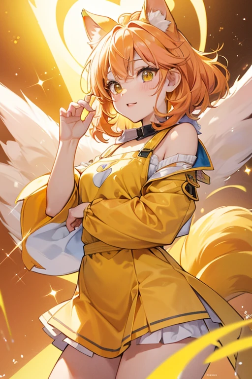 Pyonkotchi looks like a girl yellow cat with pink ears and a stubby tail. In her newer artwork, she is a brighter yellow, her ears are a bit smaller, and she was given orange cheeks. SPARKLE; GLITTER