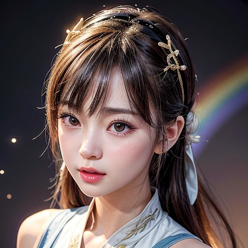 NSFW, 8k, High-level, absurd, masterpiece, best quality, primitive, very detailed CG, very detailed wallpaper, perfect lighting, Extremely detailed (((The personifying " CHUN-LI " as a Little Girl))), MysticSight, Tyndall effect, Tyndall scattering, Studio gray background with (many Dazzling RainbowColor particles BokeH:1.28), (RoundlyButts, ThighGap), (Exposed:0.4), (Assfocus with looking ahead), BREAK (NOGIZAKA face variations) Extremely Detailed very KAWAII face variations, perfect anatomy, Childish, captivating gaze, elaborate detailed Eyes with (sparkling highlights:1.28), long eyelashes、Glossy RED Lips with beautiful details, Coquettish tongue, Rosy cheeks, Radiant PearlSkin with clear transparency . { (Dynamic LifeLike expressions:1.4) | :d) }, (large eyes:-1) .